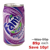 Fanta Grape 340ml only 89p